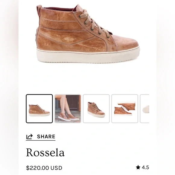 BED STU ROSSELA TAN RUSTIC HIGH TOP LEATHER SNEAKER MADE IN LEON, MEXICO SIZE 9 - Picture 4 of 13